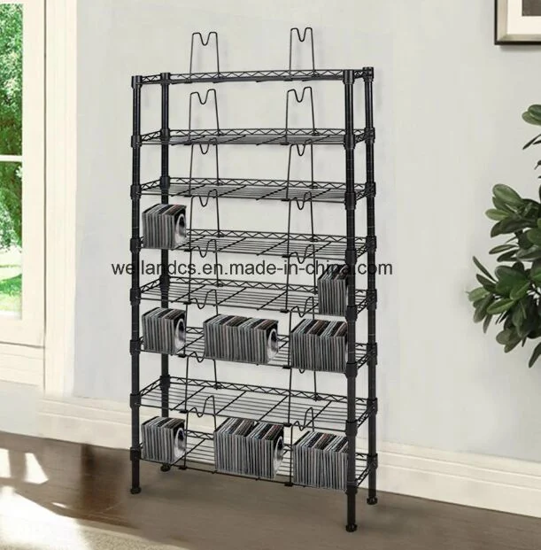 Multilayer DVD Tower Display Stand Bluray CD Organizer Rack 5-Shelves Games Holder 60 Book Storage Shelf