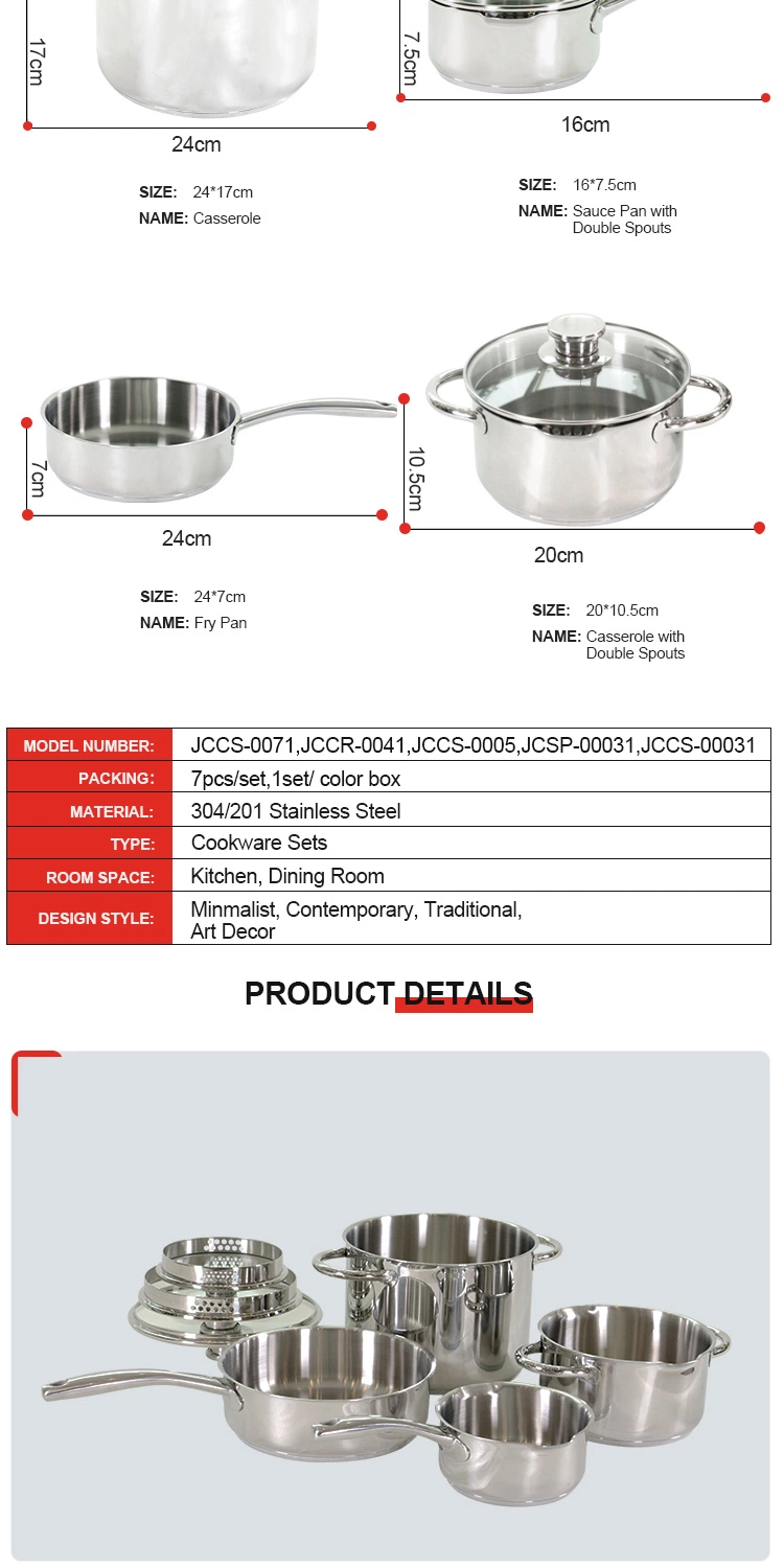 7PCS Wholesale Korean Cooking Pot Kitchen Deep Fryer Pan Cookware Set