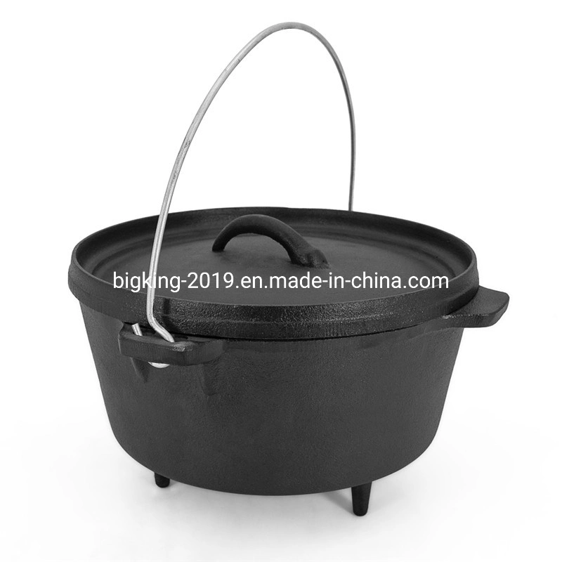 Pre-Seasoned Camp Cookware Double Use Camping Cast Iron Dutch Oven Outdoor Cook Pot