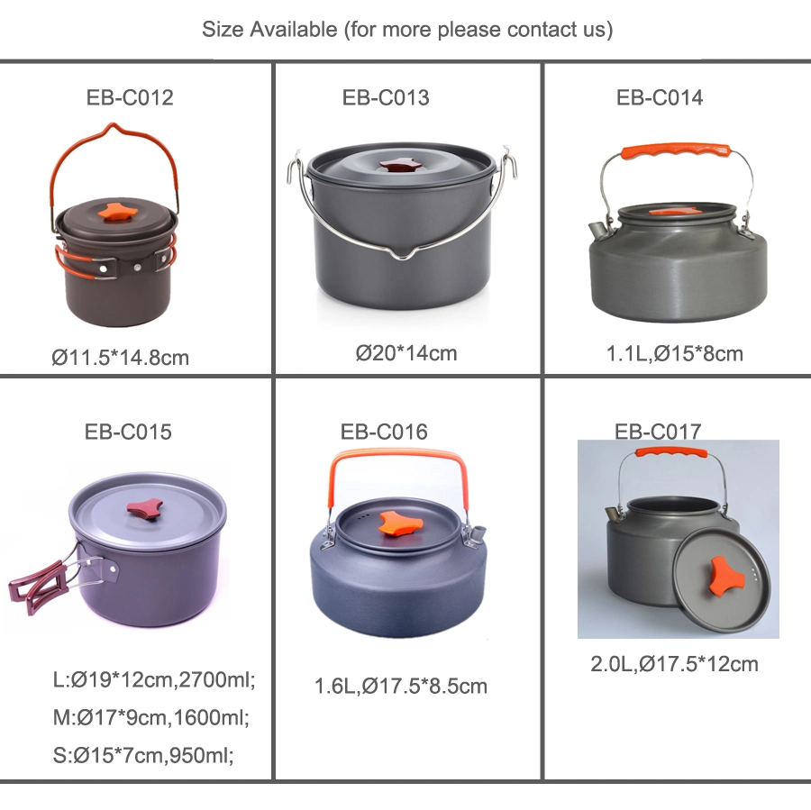 Customized Outdoor Cookware Set 4PCS Cooking Pot Set Camping Dinnerware Set