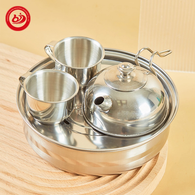 Stainless Steel Utensils Outdoor Camping Kitchen Utensils Toy Kettle Kids Children Tea Coffee Water Set