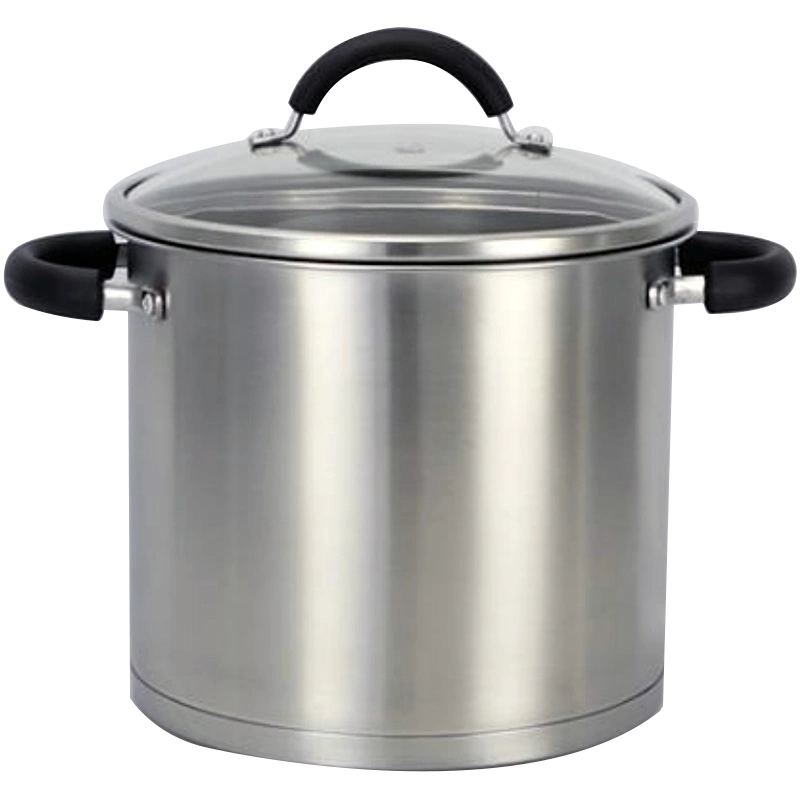 26cm Stainless Steel Stockpot Kitchen Cookware with Two Ear Silicone Handle