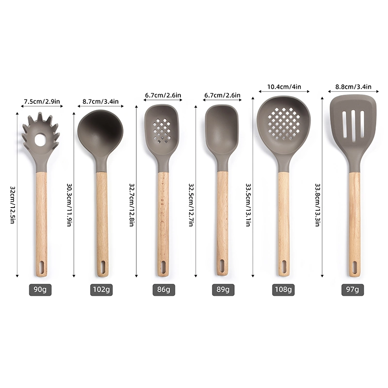 Kimberi Hot Sale 6 PCS Silicone Kitchen Set Wholesale Silicone Kitchenware Cooking Utensils