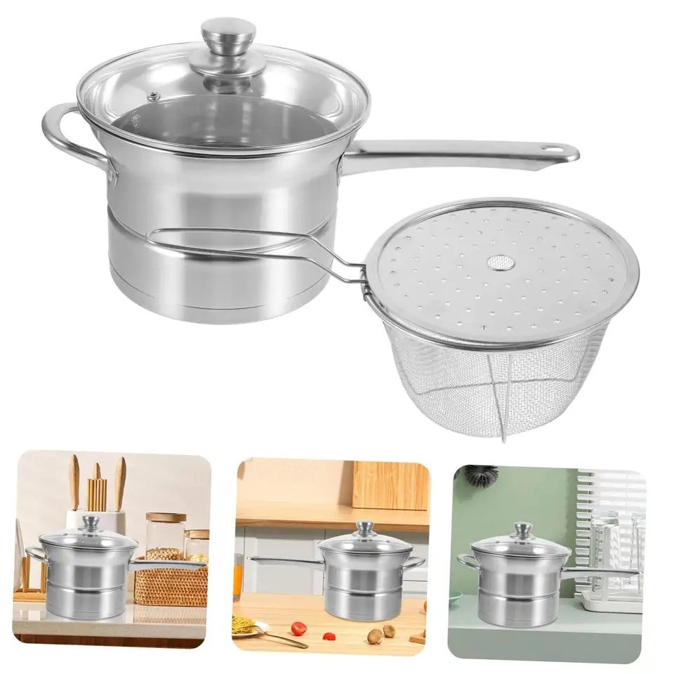 3PCS Stainless Steel Fryer Pot with Fries Basket Cookware Set Factory OEM