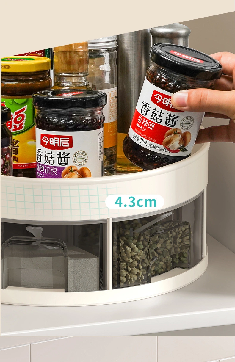 2 Layer Round Rotating Kitchen Spice Organizer Multi Functional Rotating Storage Rack for Kitchen Living Room Bathroom