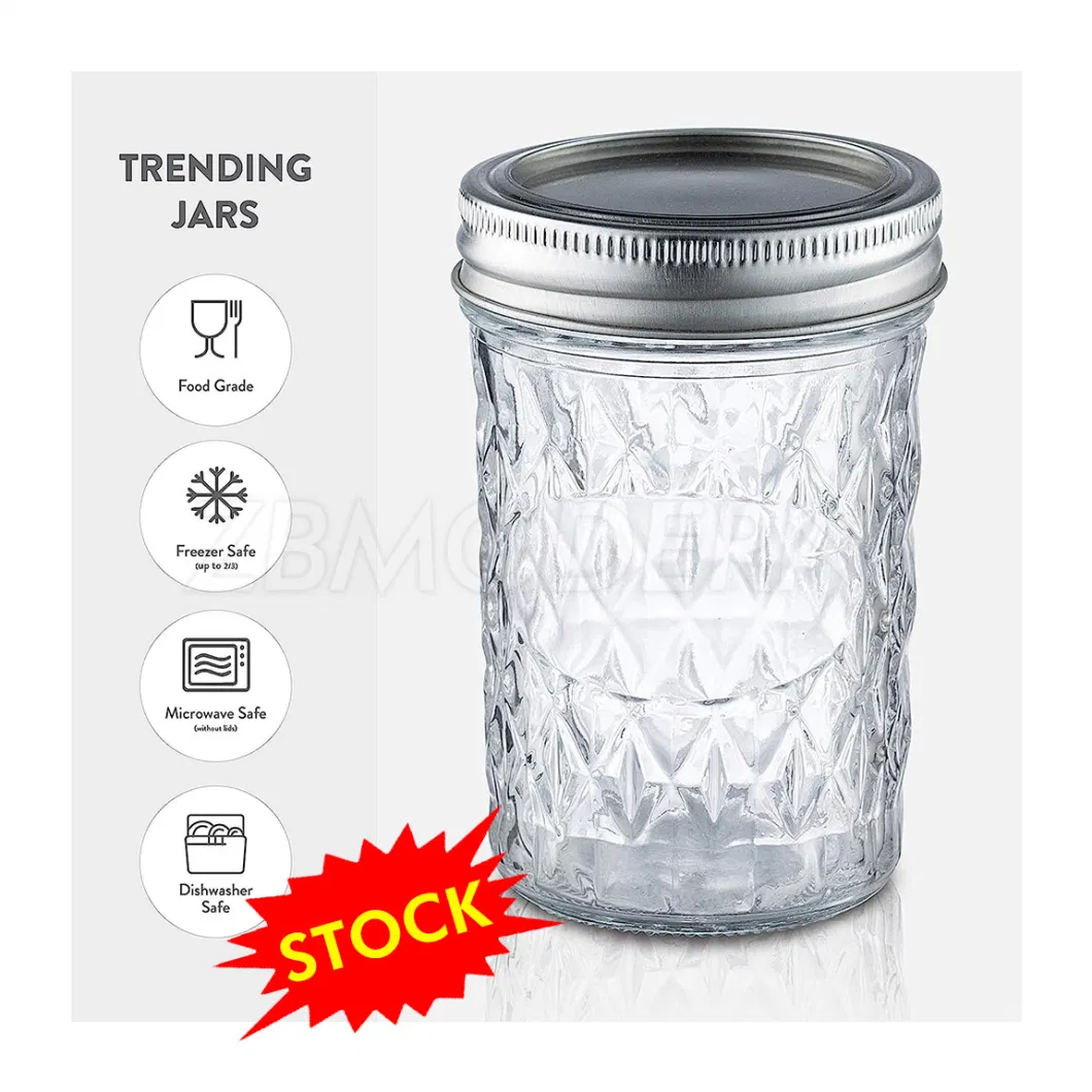 Stock 8oz Mason Jars Food Storage Container Airtight Container for Pickling