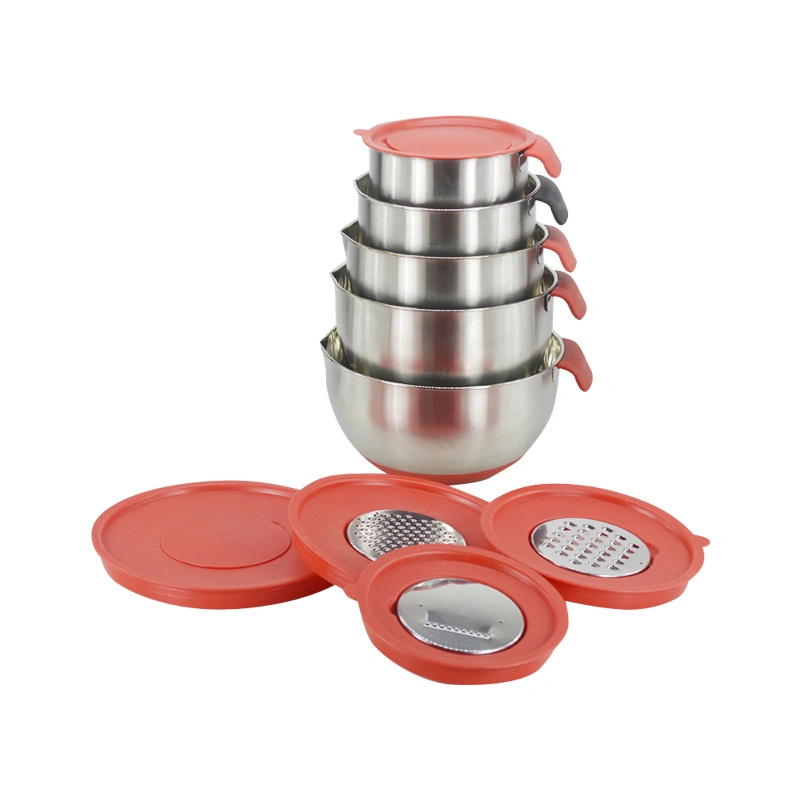 Wholesale Cooking Baking Accessory Stainless Steel Kitchen Salad Egg Mixing Bowl Set with Non-Skid Silicone Stand