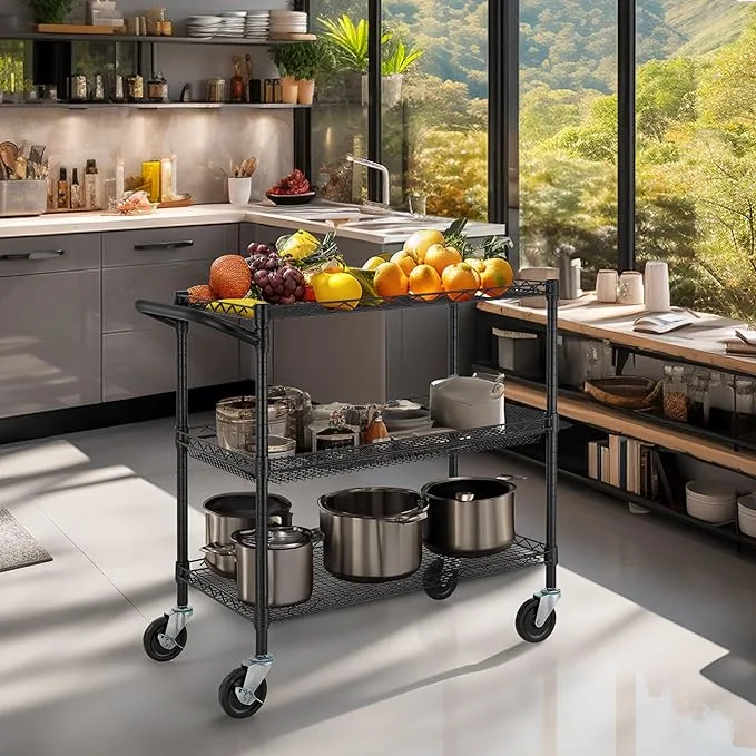 Kitchen Storage Metal Carts Commercial Use Wire Shelving