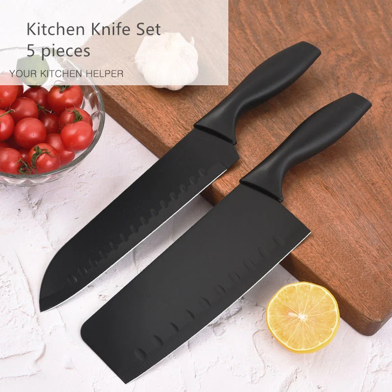 Plastic Handle Stainless Steel Slicer Chef Cutter Kitchen Knife Set