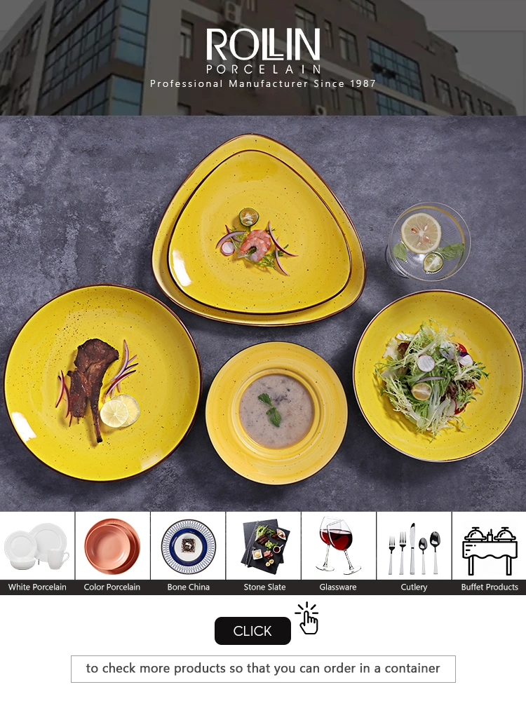 Restaurant Dinnerware Set Crockery Dinner Plate Customized Tableware Porcelain Ceramic Plate Set