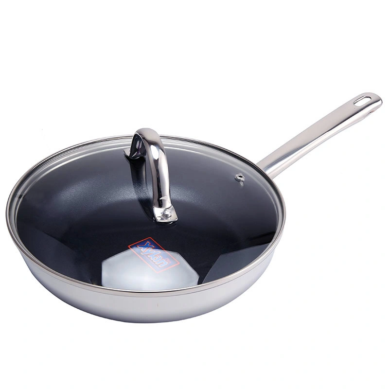 24cm/9.5 Inch Non-Stick Frying Pan with Lid Stainless Steel Cookware High-Quality Kitchen Cook Pot Factory Wholesale