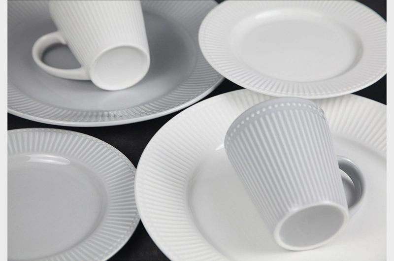 Wholesale 16PC Color Glaze Embossed Porcelain Royal Dinnerware Set