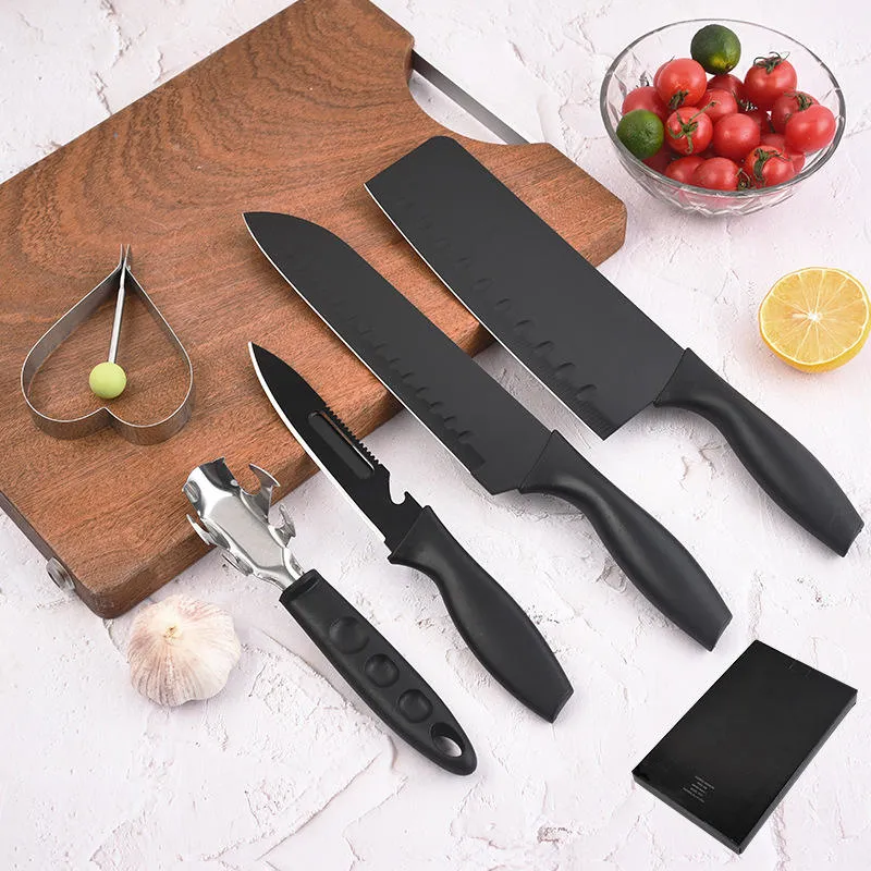 Plastic Handle Stainless Steel Slicer Chef Cutter Kitchen Knife Set