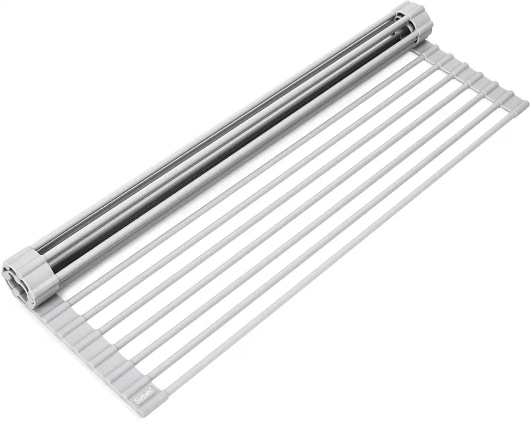 Dish Drying Rack Black Roll-up Over The Sink Multipurpose Kitchen Stainless Steel Dish Drainer