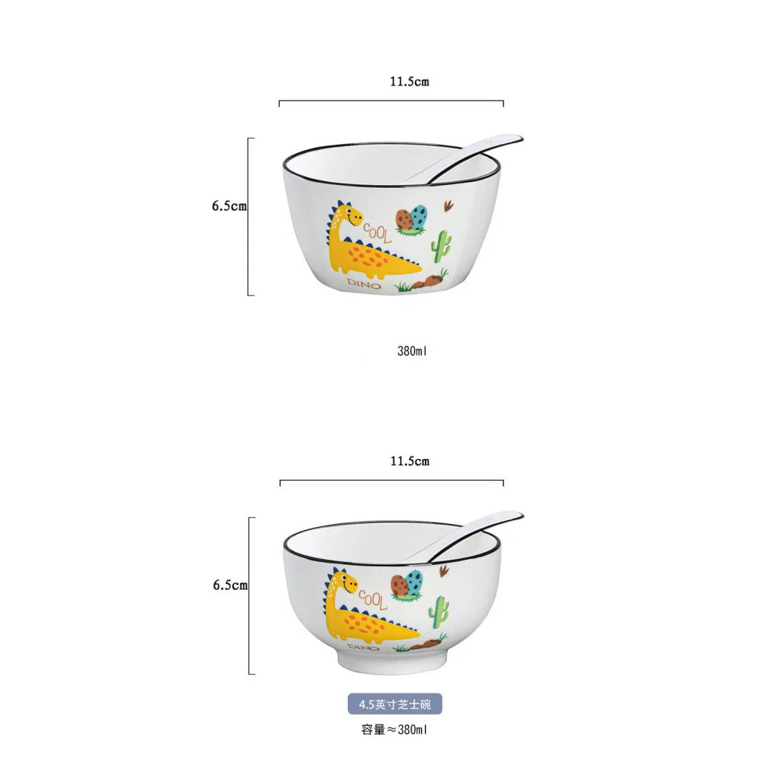 Nordic Cartoon Ceramic Bowl Custom Rice Bowl Noodle Bowl Soup Bowl Cute Household Tableware for Children