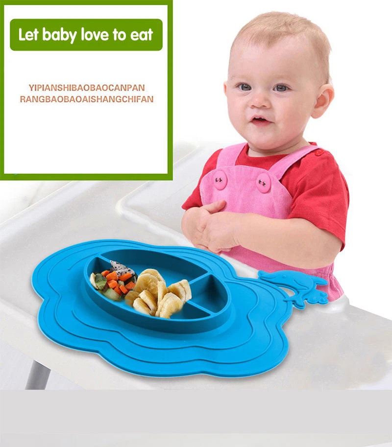 Children&prime; S Dishes Baby Silicone Sucker Bowl Baby Smile Face Plate Tableware Set