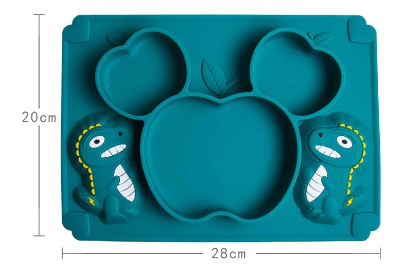 BPA Free Non-Slip Children Baby Feeding Set Kids Dining Silicone Plate Bowl