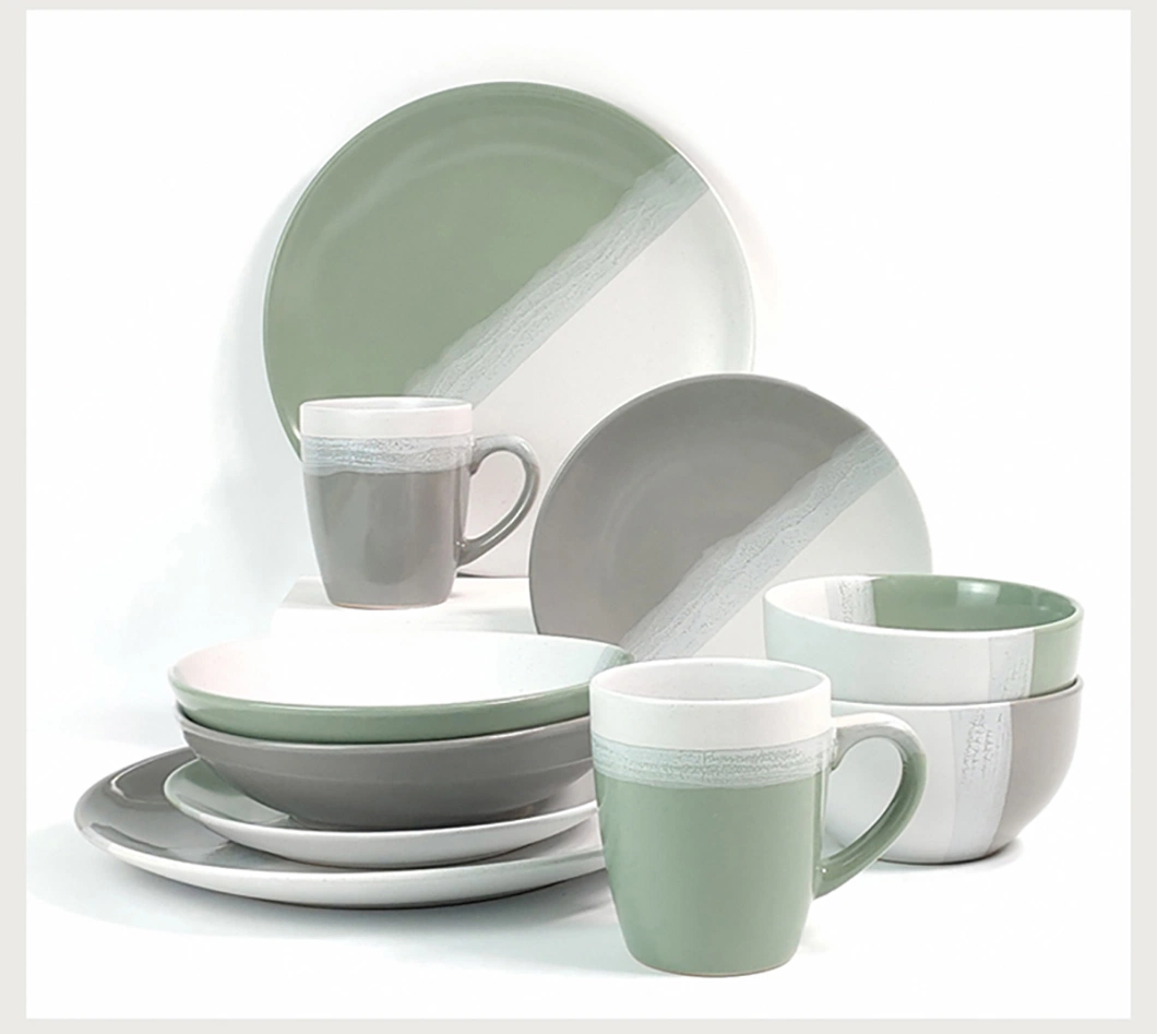 16PCS Christmas Dinnerware Sets Wholesale Dish &amp; Plate Custom Vajilla Navidad Platos Dessert Dinner Set Crockery Se with Coffee Mugs