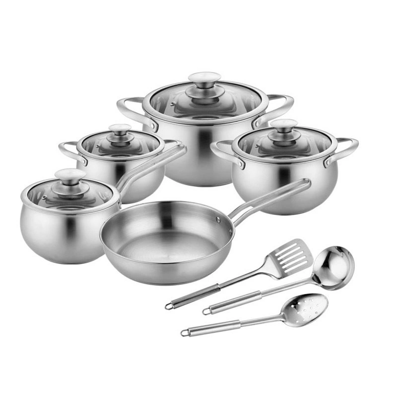 12PCS Cookware Set Cooking Pots and Pan Stainless Steel Casserole with Kitchen Utensils