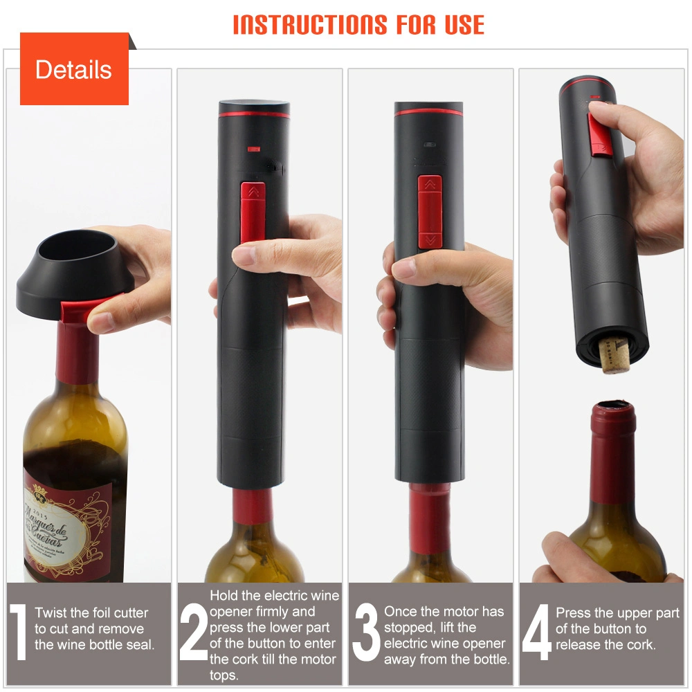 New Idea Unique Cordless Battery Rechargeable Kitchen Corkscrew Electric Wine Bottle Opener