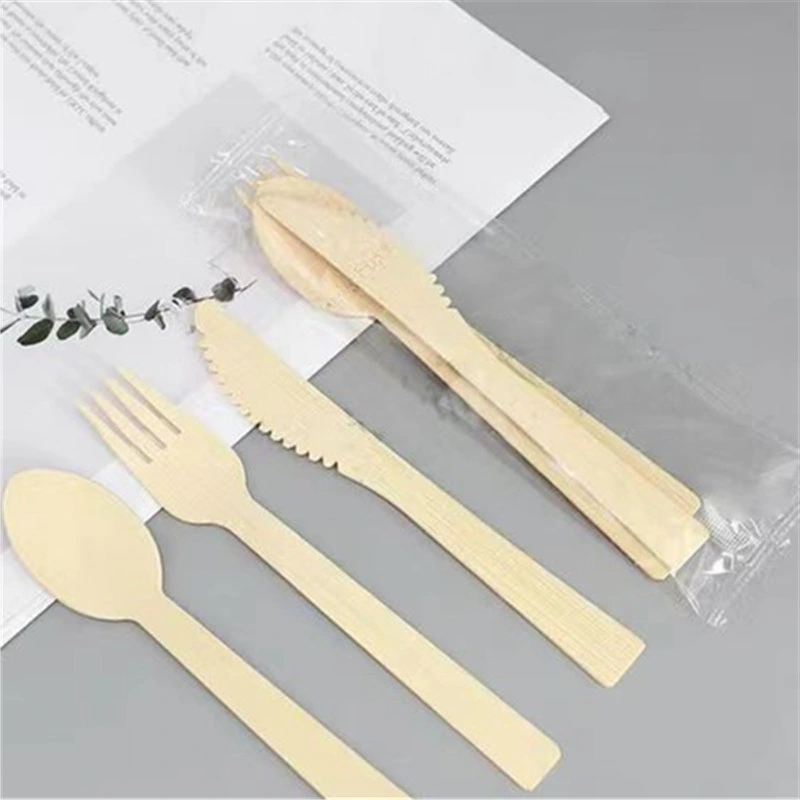 Disposable Tableware Wooden Knife Fork Spoon Bamboo Cutlery Sets (165 mm)