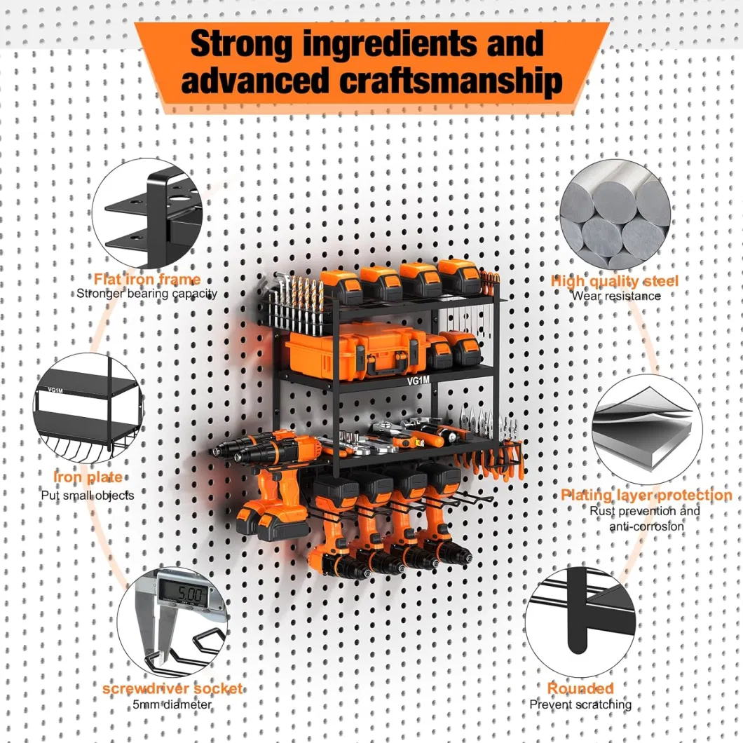 Heavy Duty Metal Power Tool Organizer Wall Mount Holder Storaging Organization