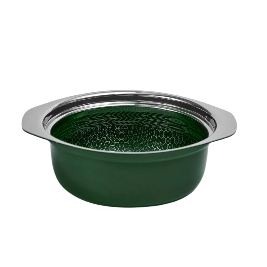 Hot Sales Stainless Steel Cookware Nonstick Honey Comb Coating Blackish Green Ceramic 18cm Soup Pot