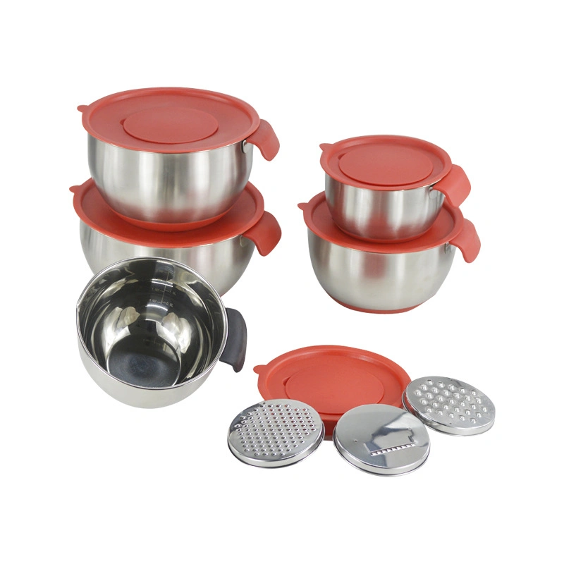 Wholesale Cooking Baking Accessory Stainless Steel Kitchen Salad Egg Mixing Bowl Set with Non-Skid Silicone Stand