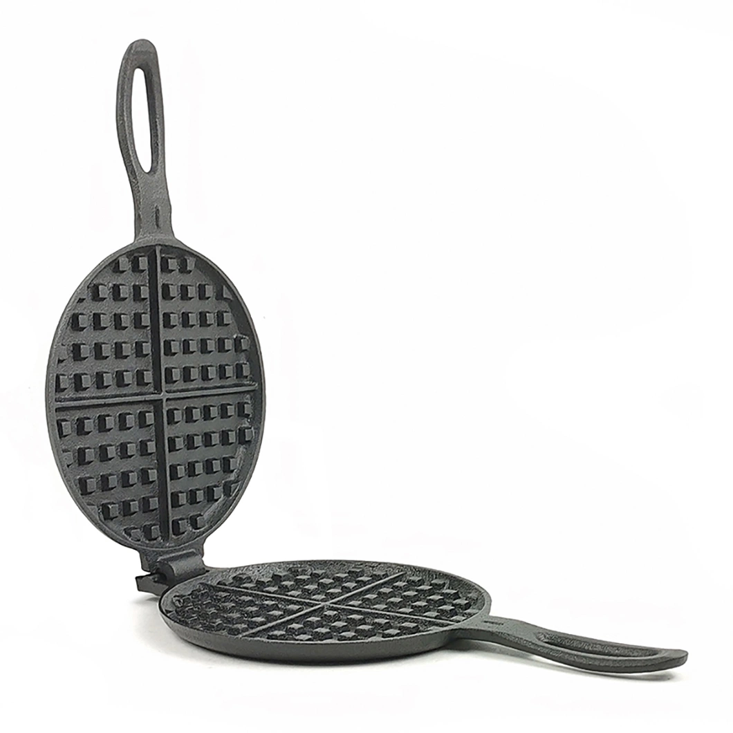 Cast Iron Waffle Pan Black Mold Maker Breakfast Preseasoned Baking Pan for Waffle Cakes