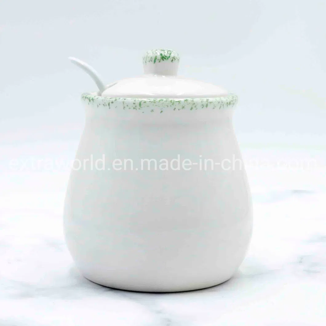 Kitchen Use Ceramic Hand Drawing Olive Salt and Pepper Pot Cookware Set