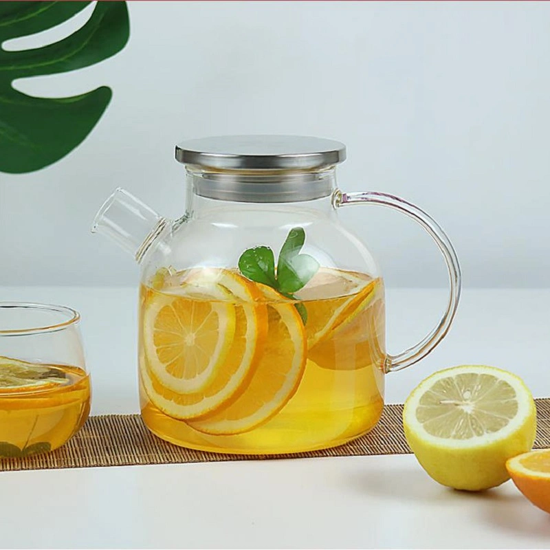 Fire Resistant Glass Tea Maker Glass Tea Cooking Pot Set with Wood Handle