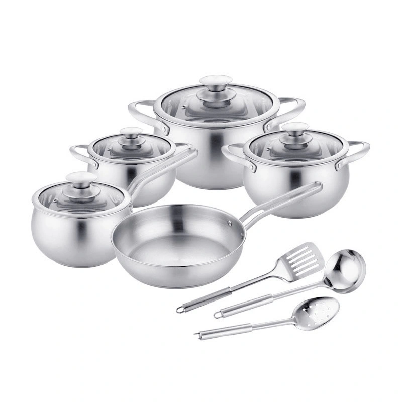 12PCS Cookware Set Cooking Pots and Pan Stainless Steel Casserole with Kitchen Utensils