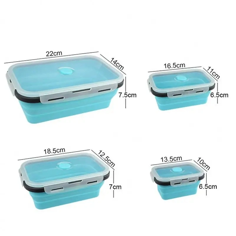 Outdoor Portable Travel Bowl Expandable Food Storage Containers Set Silicone Collapsible Folding Food Container with Lids
