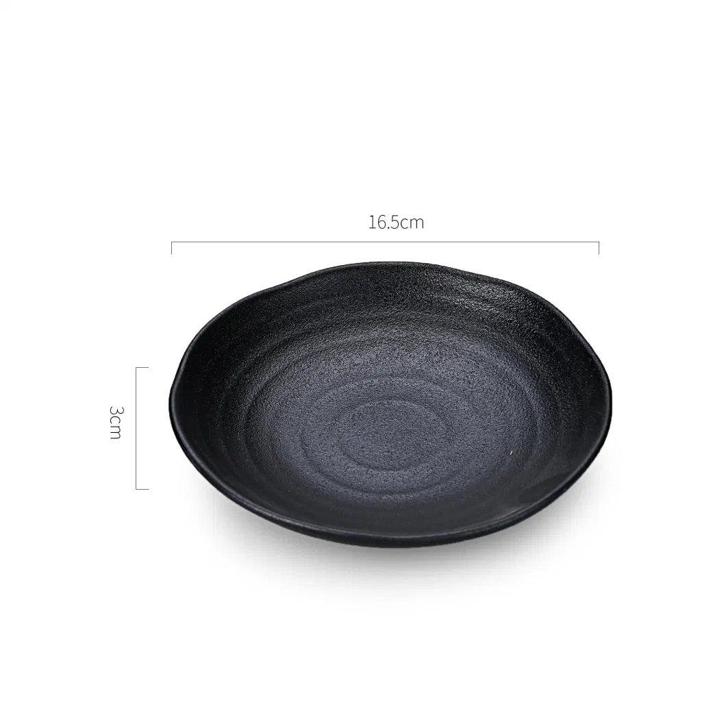 High Quality Crockery Tableware Cheap Bulk Matte Irregular Black 8 Inch Ceramic Dinner Plates