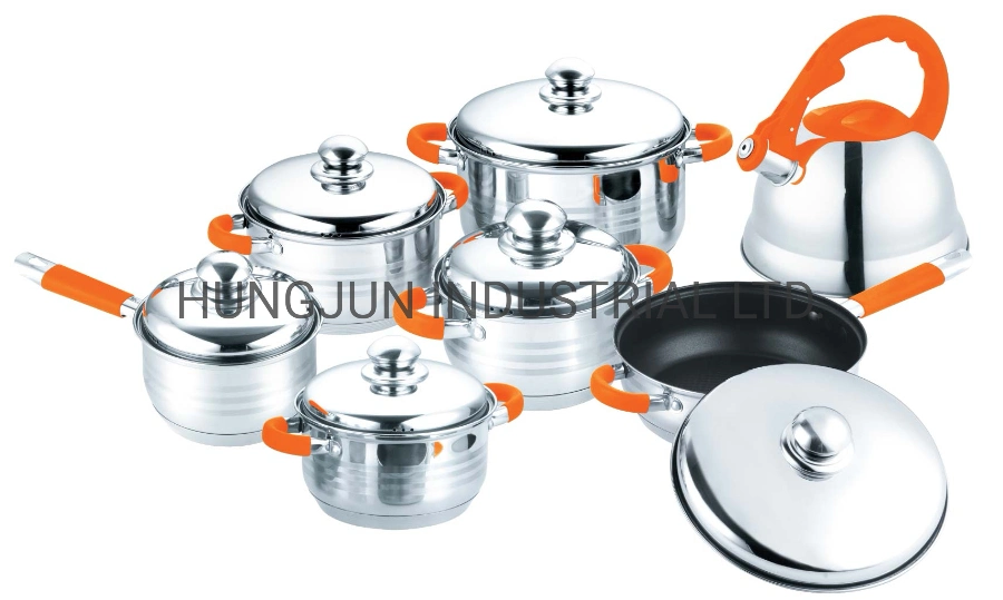 Dinnerware 12PCS 14PCS Stainless Steel Cookware Set with Stainless Steel Lid