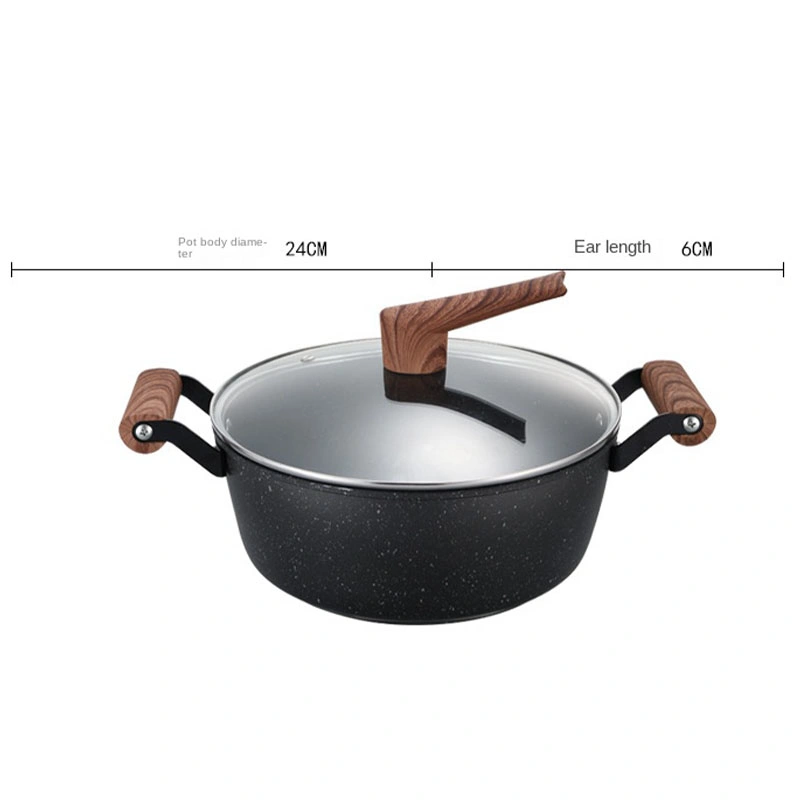 Manufacturer Kitchen Cookware Die Cast Aluminum Cooking Pot Chinese Wok Wooden Handle Non Stick Cookware Set