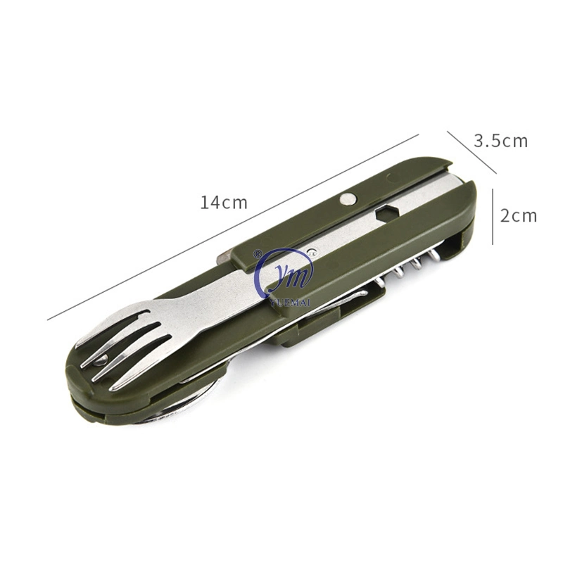 Portable 5-in-1detachable Folding Outdoor Camping Tableware Set Stainless Steel Travel Knife and Forks