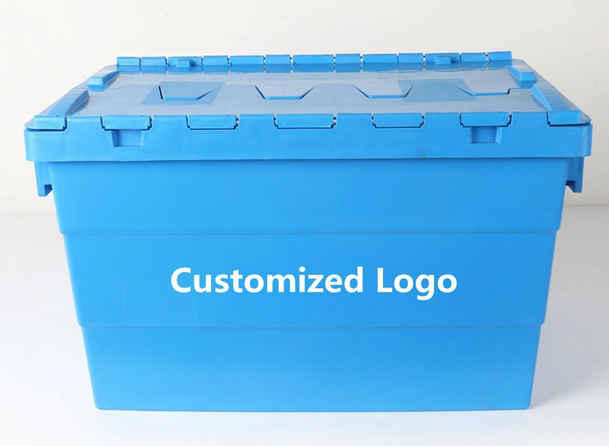 Industrial Warehouse Logistic Moving Plastic Storage Attached Lid Containers Wholesale