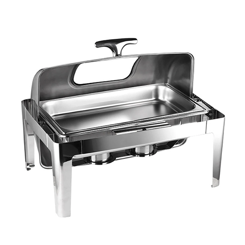 Rectangle Roll Top 9L Hotel Restaurant Food Warmer Chaffing Dish for Catering Roll Top Buffet Serving Set Chafing Dish