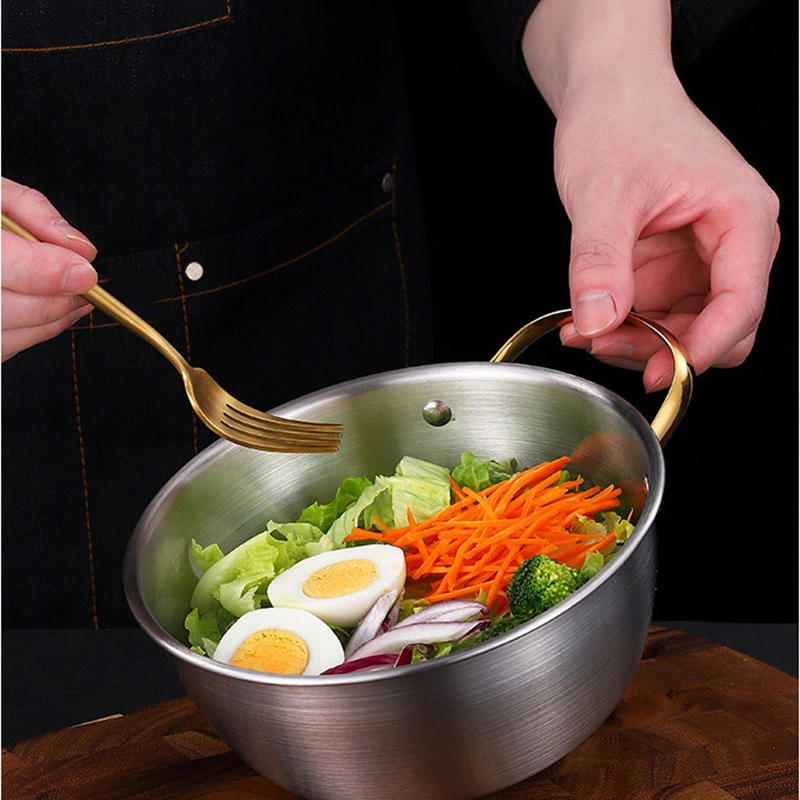 Korea Ramen Pot Fast Noodles Stainless Steel Ramyun with One Handle Camping Cookware for Soup Curry Pasta