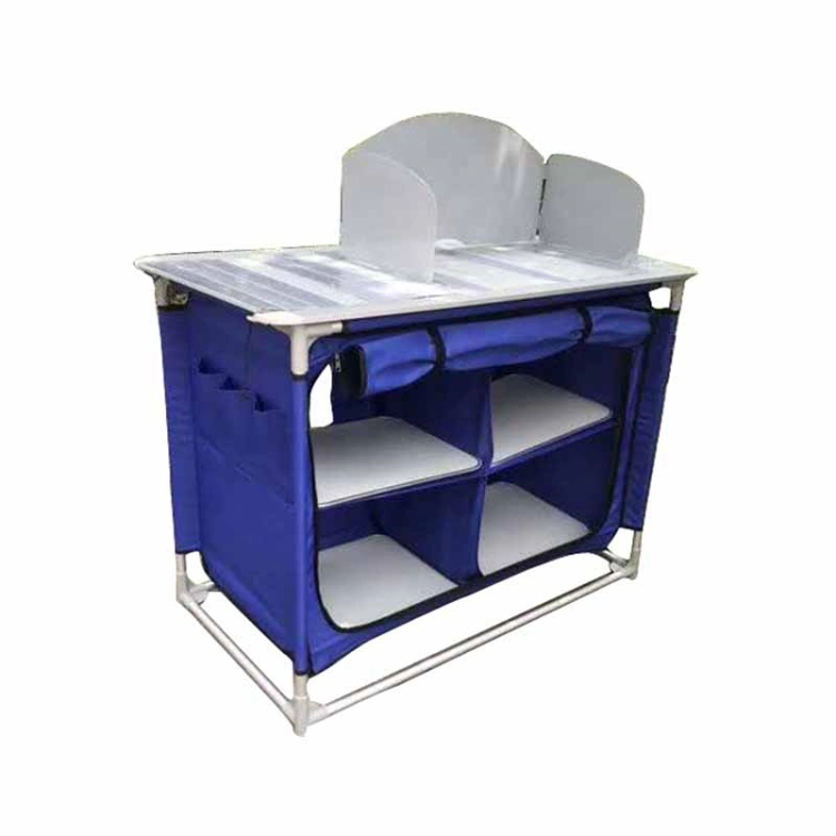 Multi-Function Aluminum Folding Camping with Cupboard Camping Cabinet Picnic Cupboard BBQ Table Foldable Camp Kitchen