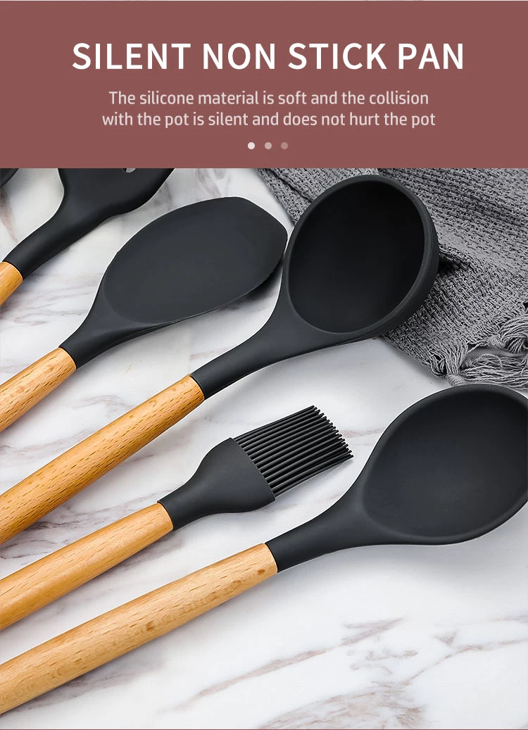 24 PCS Wooden Handle Silicone Cooking Kitchen Utensils Set