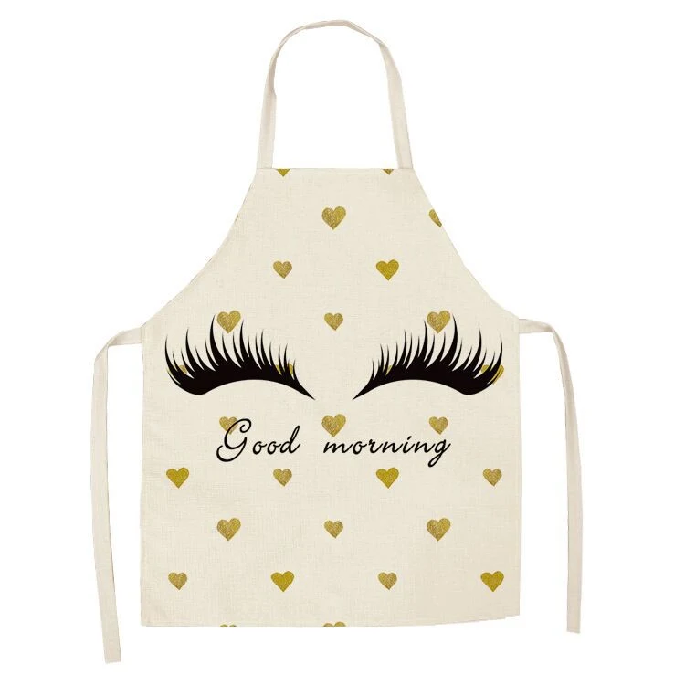 Lashes Printed Design Linen Apron Wholesale Bib Apron Apron_Kitchen for Cleaning Kitchen