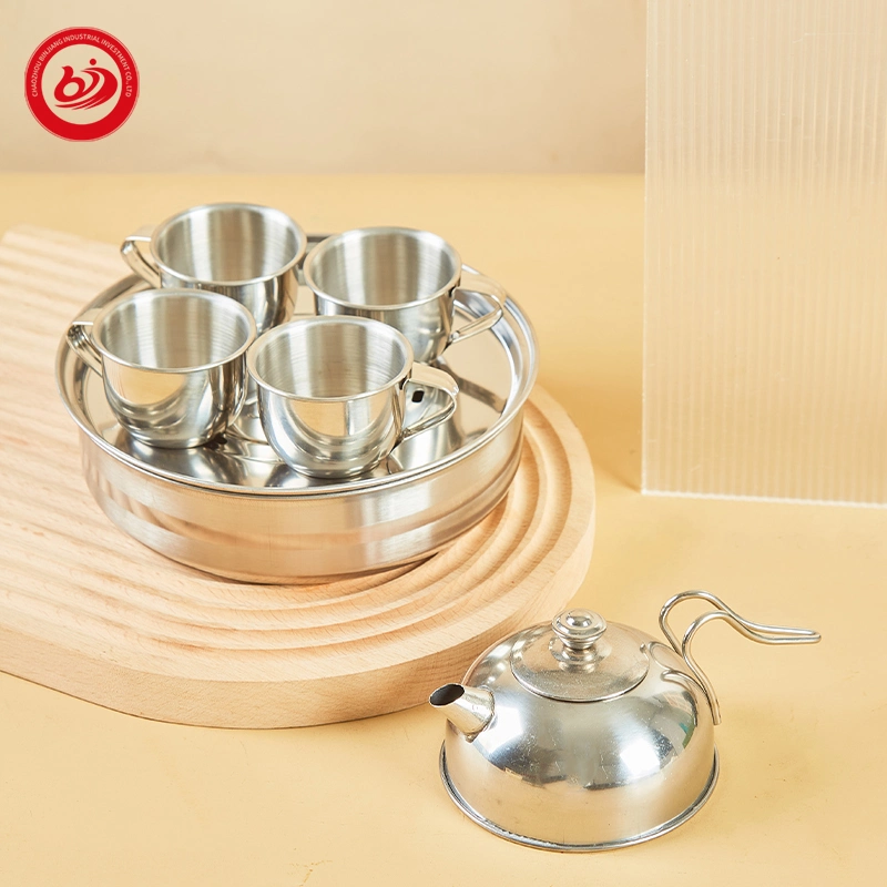 Stainless Steel Utensils Outdoor Camping Kitchen Utensils Toy Kettle Kids Children Tea Coffee Water Set