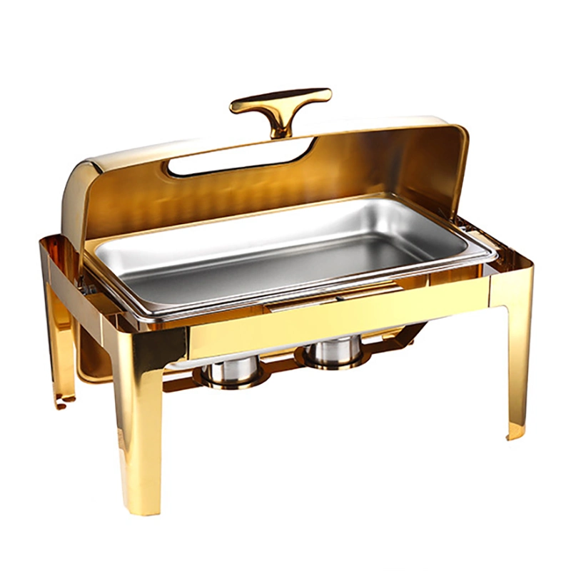 Rectangle Roll Top 9L Hotel Restaurant Food Warmer Chaffing Dish for Catering Roll Top Buffet Serving Set Chafing Dish