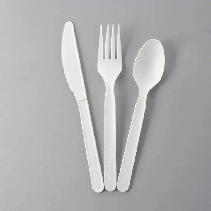 Wholesale Disposable PLA Tableware Spoon Fork and Knife Plastic Cutlery Set