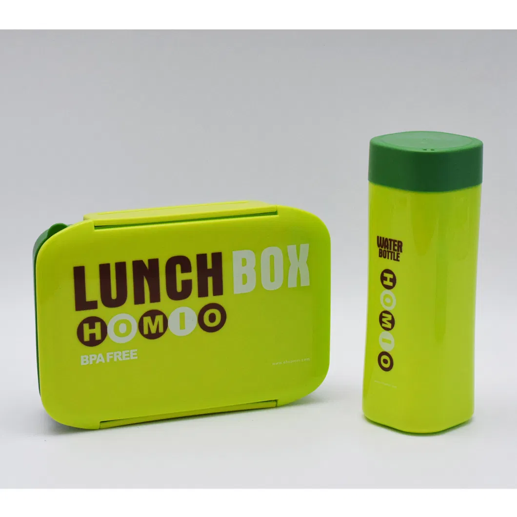 Kitchenware Tableware Safe Plastic Food Container Packaging Box Lunch Box and Water Bottle Set