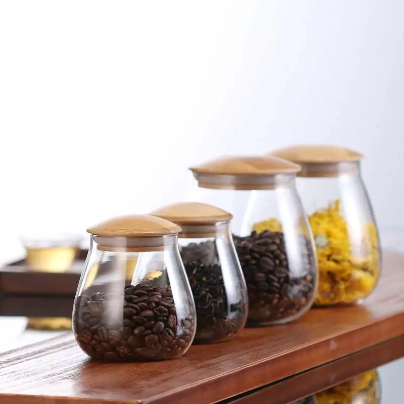 Eco-Friendly Handmade Customized Glass Jar for Food Storage with Bamboo Lids