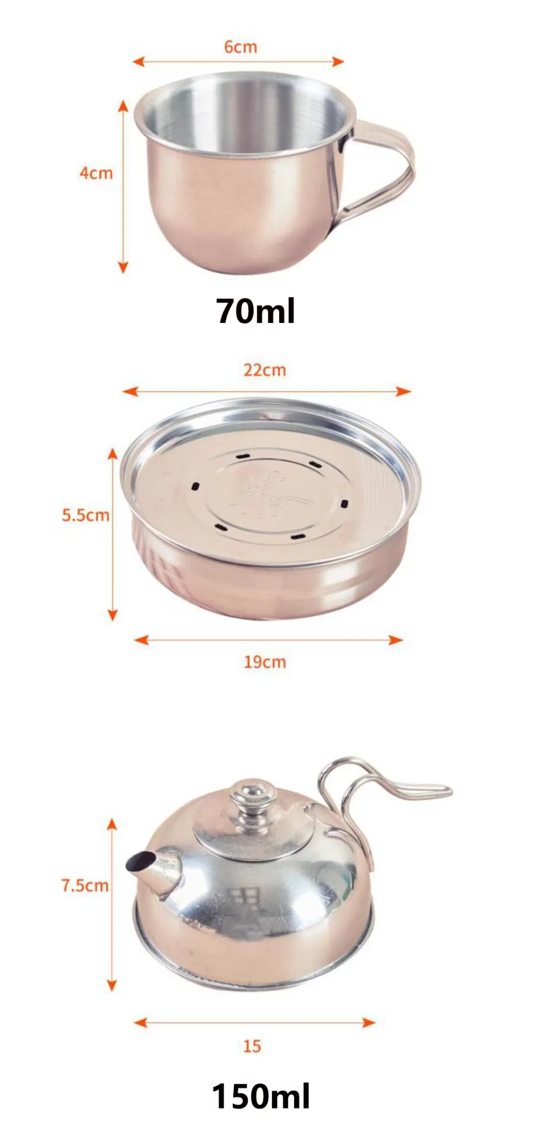 Stainless Steel Utensils Outdoor Camping Kitchen Utensils Toy Kettle Kids Children Tea Coffee Water Set