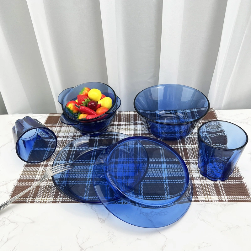 Wholesale Round Kitchen Restaurant Dinnerware Glass Bowl Plates Sets